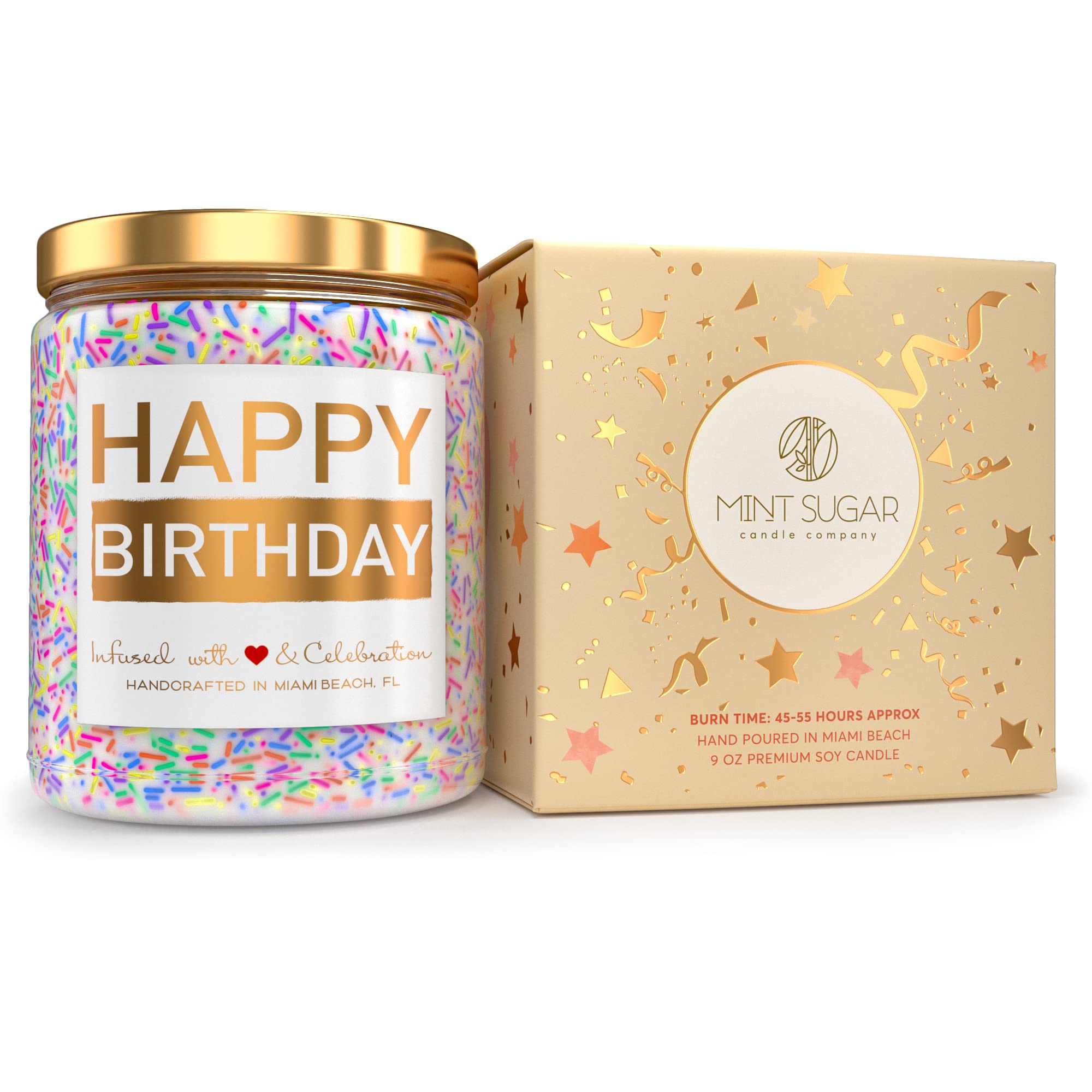 Vanilla Birthday Cake Scented Candle with Sprinkles - 9 oz Made in USA, Unique Birthday Gift for Women, Men, Best Friend - Perfect for Celebrations, Relaxation, and Home Decor