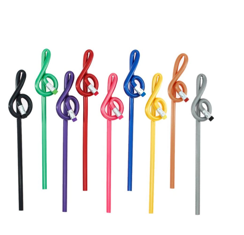 9-Piece Treble Clef Pencils | Bendable Music G-Clef Pencils for Office & School | Fun Musical Notation Writing Supplies | Perfect Gift for Musicians & Students | Great for Music Lessons, Note-Taking & Creative Writing