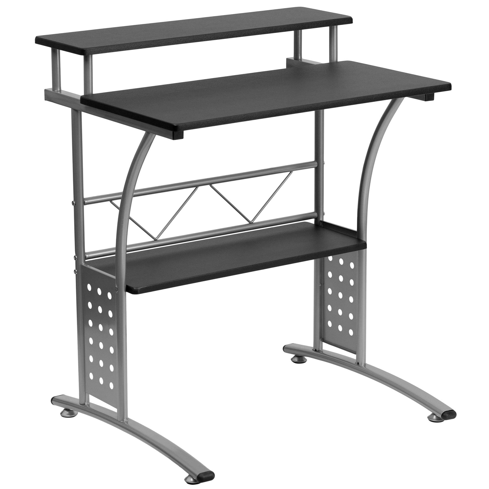 F&F Furniture Group 33 Inch Black Clifton Computer Desk - Modern Home Office Desk for Work, Study & Gaming - Perfect for Small Spaces & Apartments