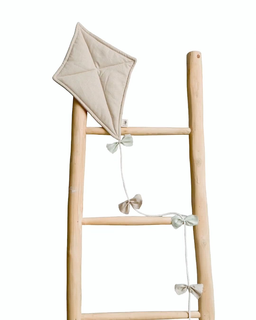 Handmade Fabric Wall Hanging Kite - Nursery Decor, Baby Room Decoration, Kids Bedroom Wall Art in Beige & Light Green | Perfect for Boho Nursery Themes, Gender-Neutral Baby Showers & Playroom Wall Decor