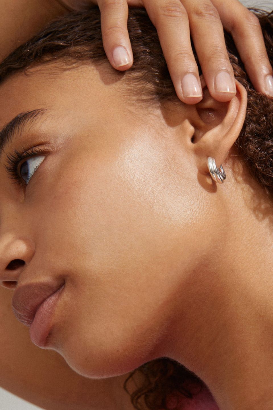 Edea Recycled Chunky Silver Plated Huggie Hoop Earrings for Women - Eco-Friendly Fashion Jewelry for Everyday Wear & Special Occasions
