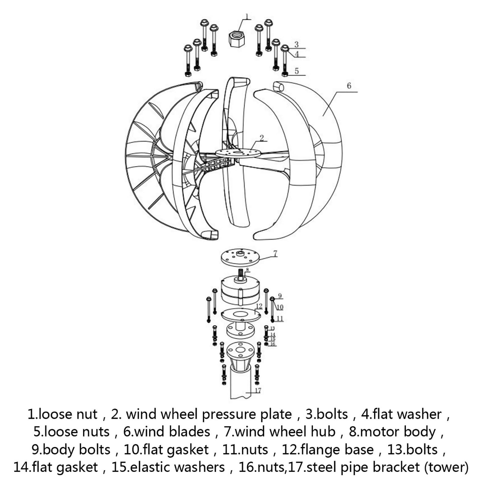 12KW Hybrid Wind Solar Power System with 5-Blade Vertical Axis Wind Turbine, Controller & LED Lantern - Home Windmill Generator Kit for Off-Grid Energy, Camping & Emergency Power Backup
