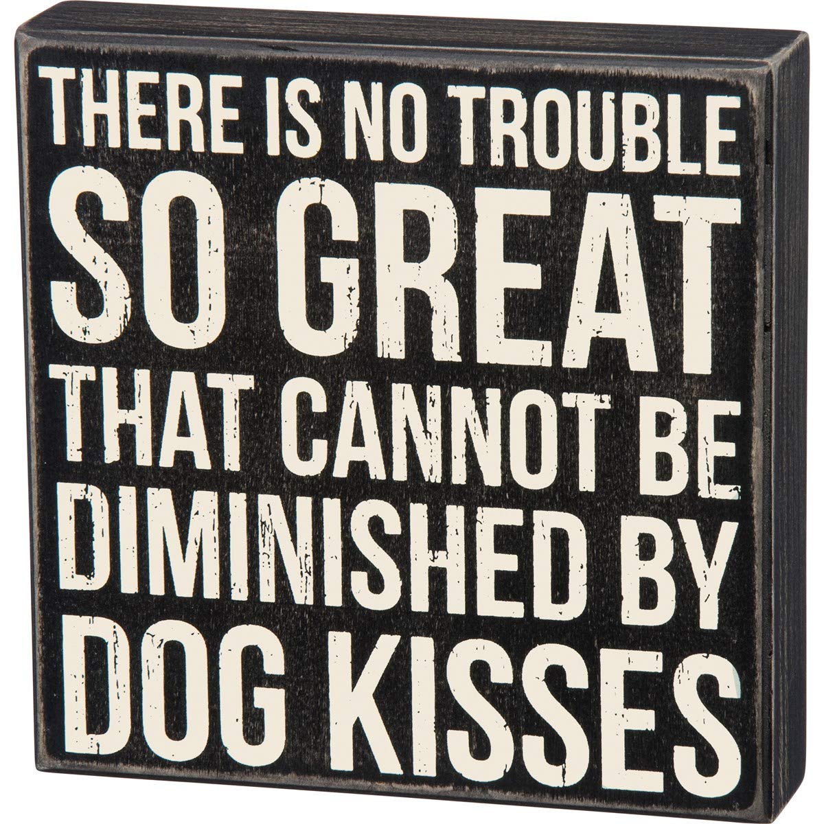 Handmade Wooden Dog Kisses Box Sign - 5x5x1.5 Inch Rustic Home Decor for Pet Lovers - Perfect for Living Room, Bedroom & Gift Giving