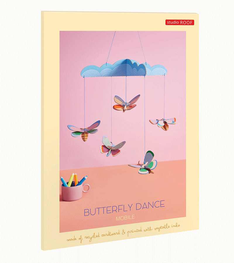 Butterfly Dance Mobile - Handmade Nursery Decor by Studio ROOF | Baby Room Ceiling Hanging for Newborns & Toddlers | Soothing Visual Stimulation for Cribs & Play Areas