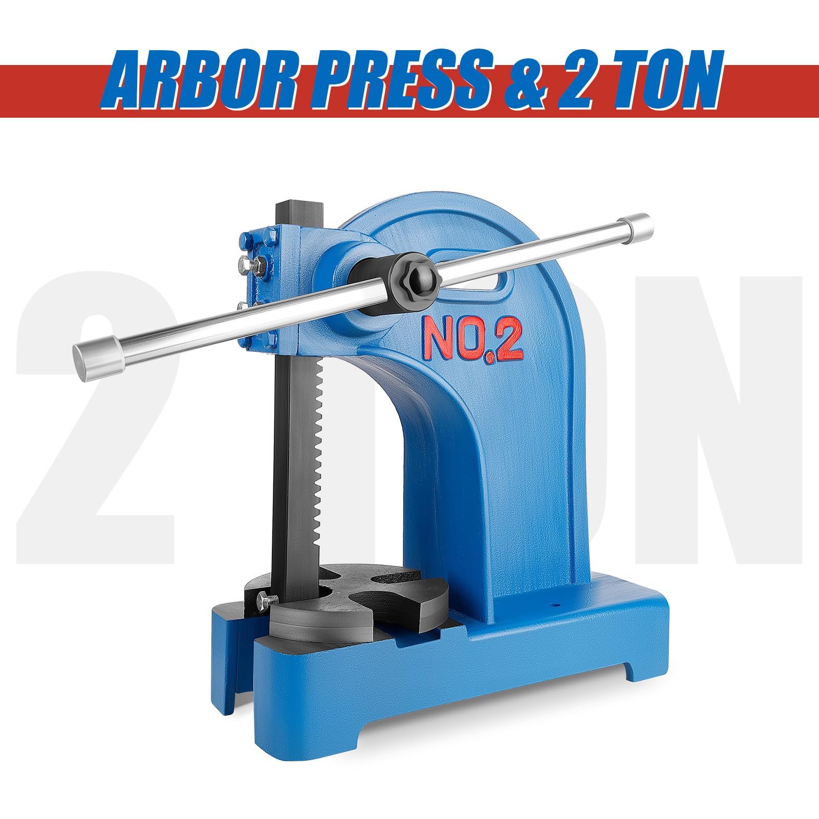 2 Ton Arbor Press - Heavy Duty Metal Desktop Manual Punch Press for Bending, Stamping & Metalworking | Perfect for Jewelry Making, Automotive Repair & DIY Projects