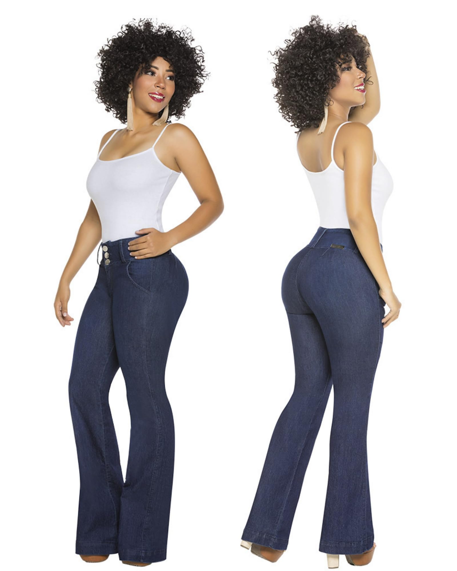 J8915 - Women's Colombian Bootcut Jeans - Mid-Rise Stretch Curvy Fit Jean with Butt-Lifting Effect | Perfect for Casual Wear, Office Outfits & Night Out