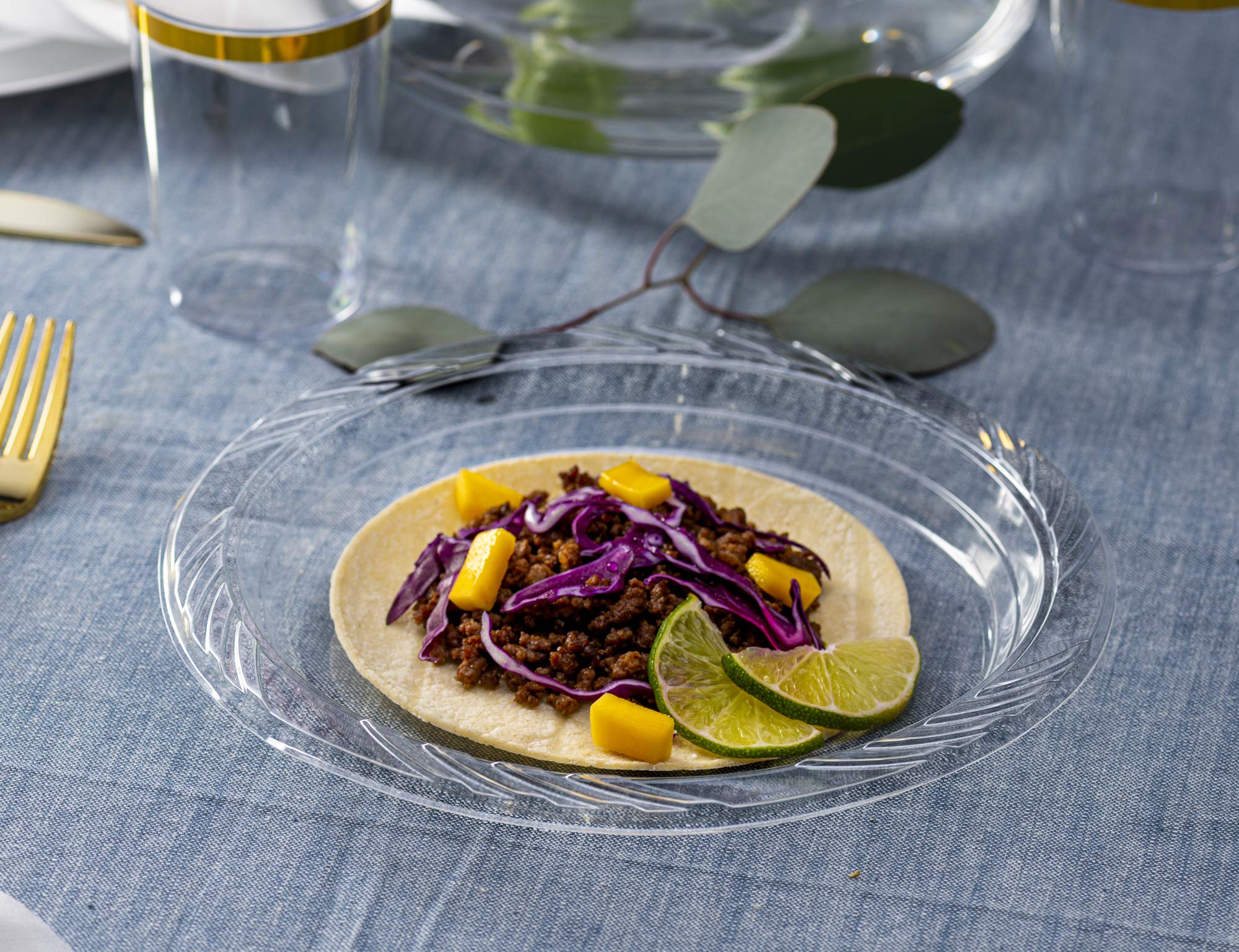 PLASTICPRO 9 Inch Clear Disposable Plastic Plates - 160 Pack Premium Dinnerware for Parties, Picnics, BBQs & Events - Shatterproof & Elegant Tableware for Weddings, Birthdays & Catering