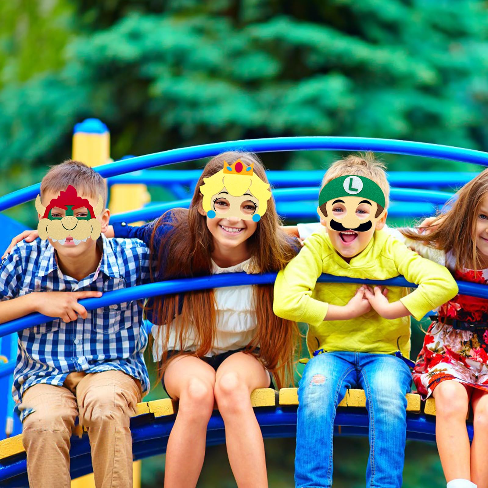 12Pcs Felt Masks for Kids Party Favors & Costume Games - Birthday Theme