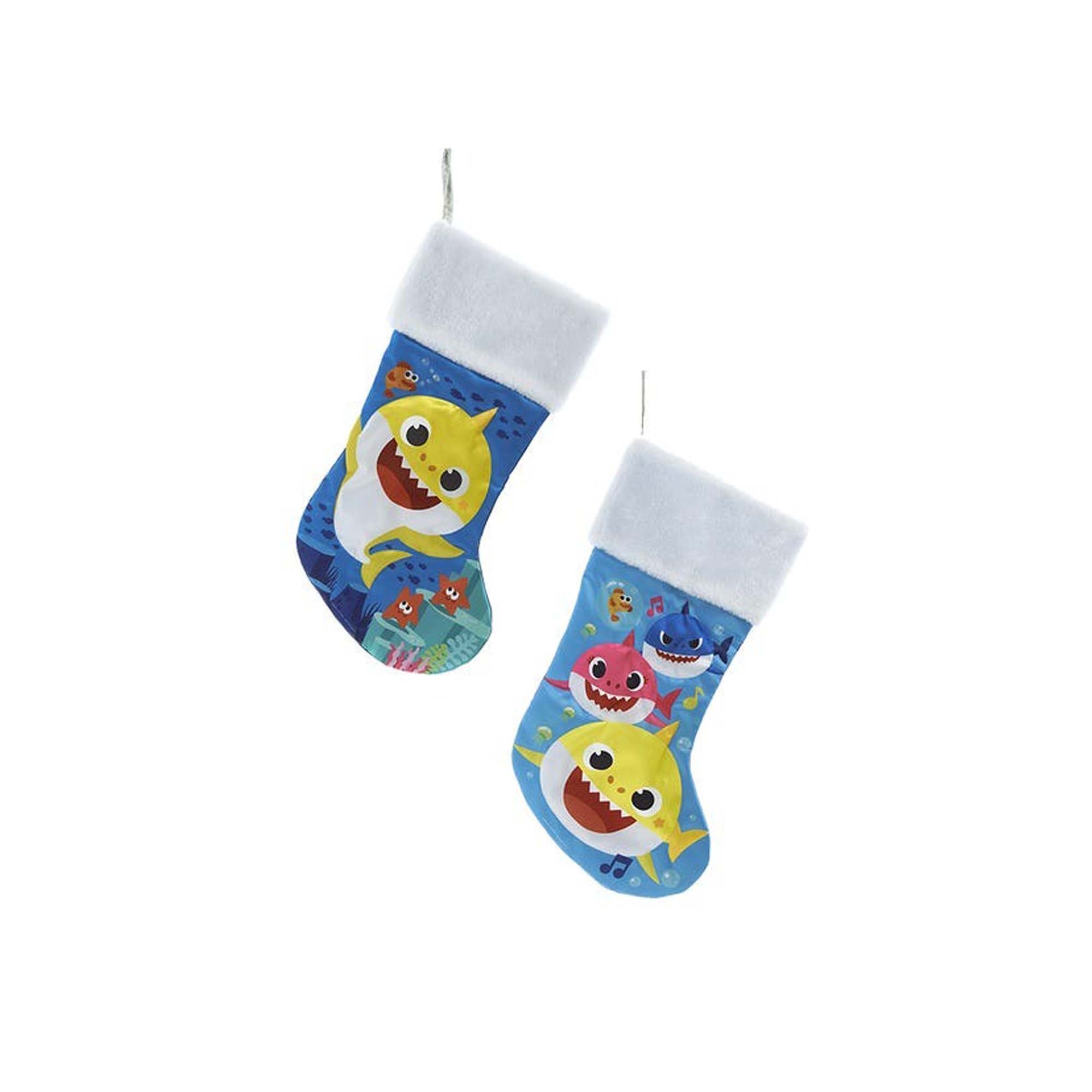 Baby Shark Christmas Stocking - 19 Inch Holiday Stocking for Kids, Festive Xmas Decor with Assorted Designs (1 Count) - Perfect for Christmas Tree Decorations & Gift Giving