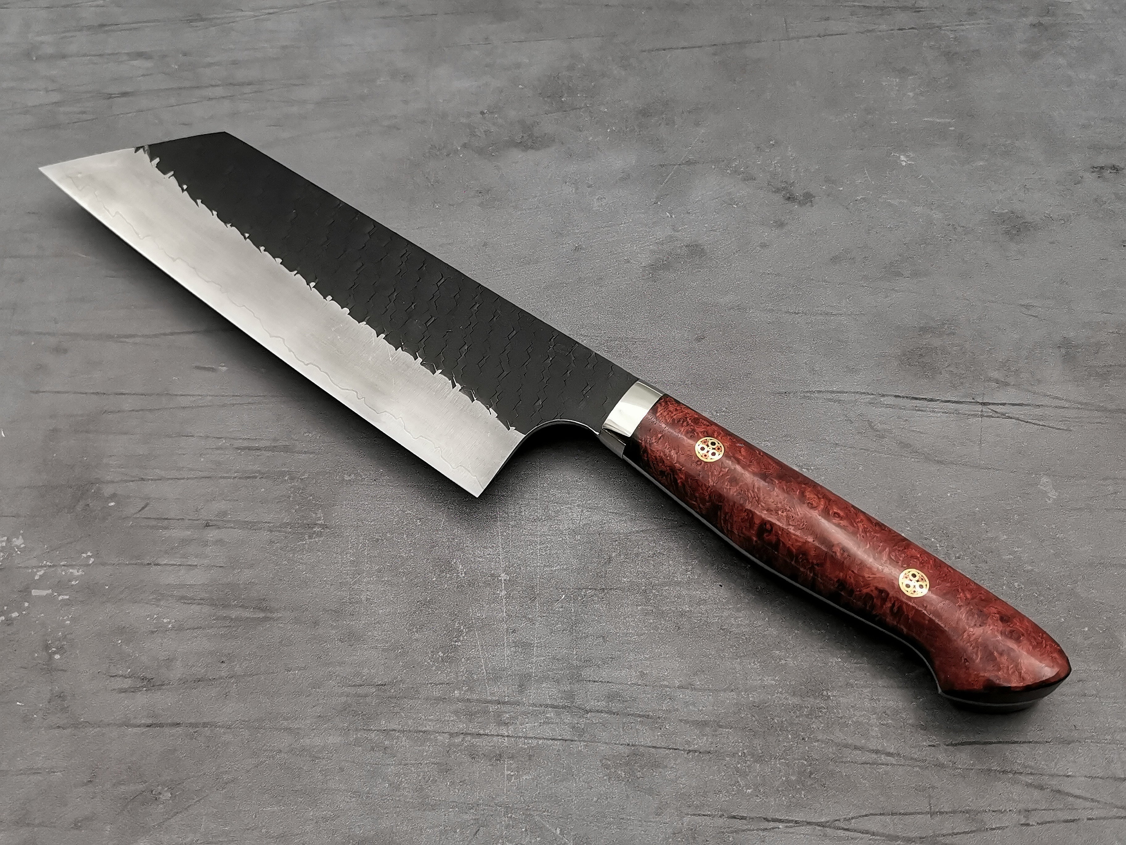 Premium Nigara Hamono SG2 Tsuchime Kiritsuke Nakiri Knife - Japanese Damascus Steel Blade with Karin Wood Handle - Perfect for Sushi, Vegetables & Precision Cutting
