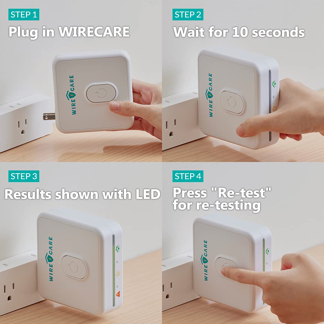 Brook Livin WIRECARE Plug-in Outlet Tester with 3-Color LED Indicator - Electrical Socket Tester for Home Safety | Prevent Fire Hazards & Check Wiring Health | Ideal for Home Inspection, DIY Electrical Testing & Safety Maintenance