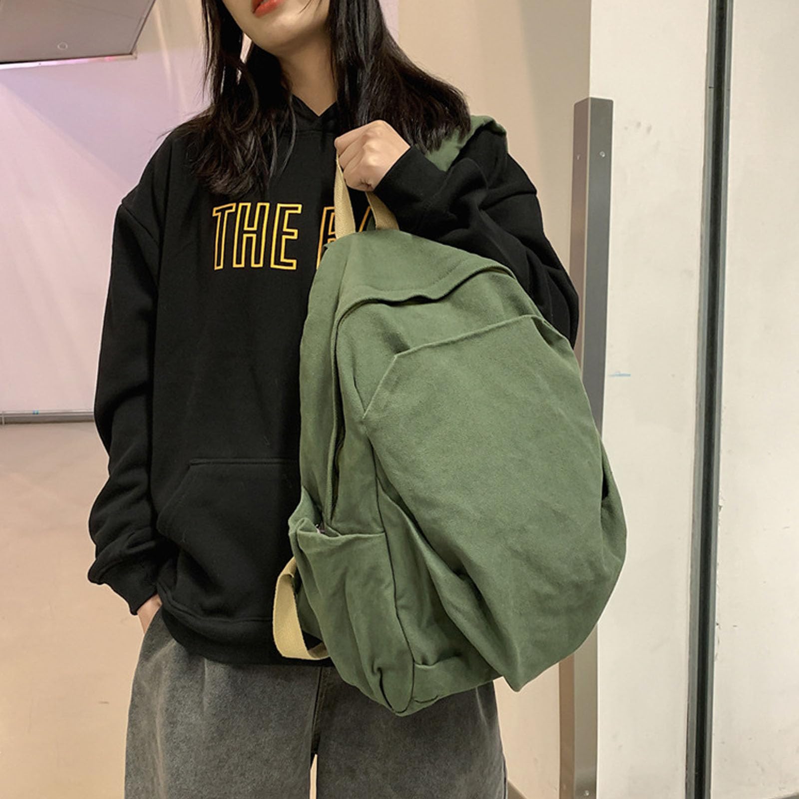 Unisex Large Capacity Canvas Backpack - Durable Travel & Leisure Bag for Men & Women (Green, One Size) - Perfect for Hiking, Commuting & Daily Use