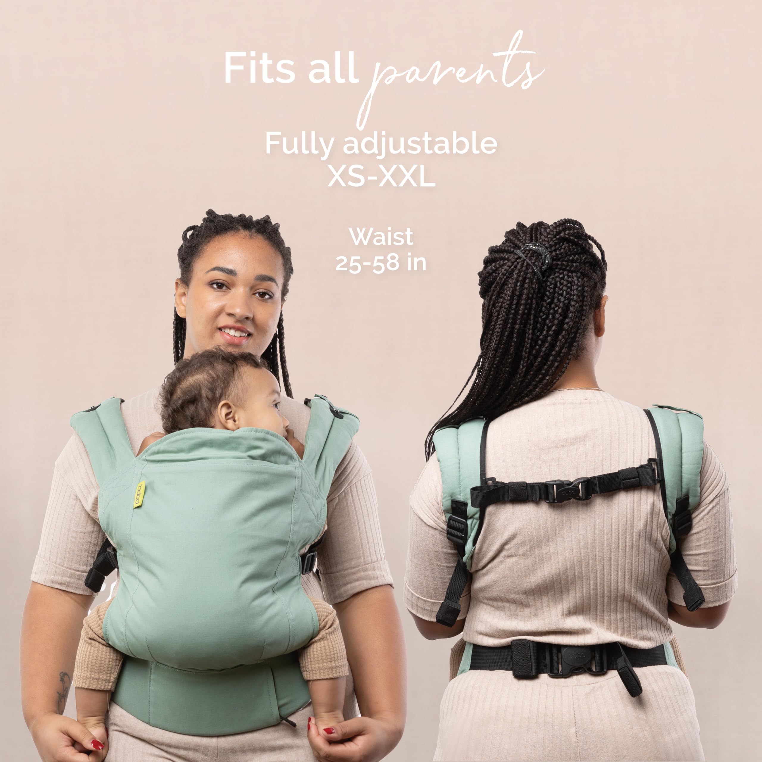 Boba Baby Carrier Classic - Ergonomic Front & Back Baby Carrier for Newborns to Toddlers (7-45 lbs) | Adjustable, Hands-Free Infant Sling | Perfect for Hiking, Shopping & Travel (Sage Green)