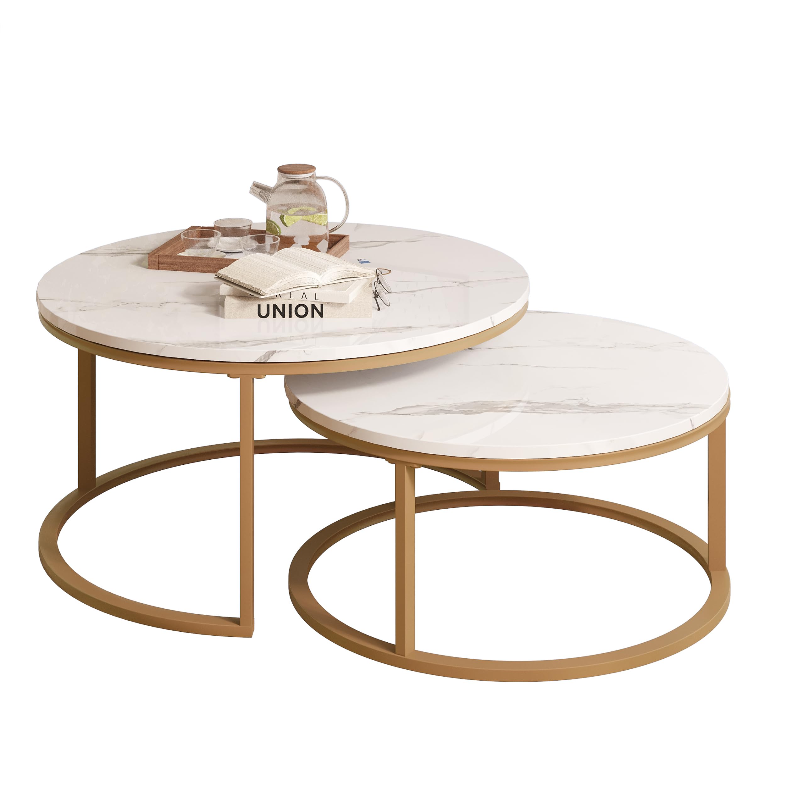 WiberWi 2-Piece Round Nesting Coffee Table Set - 34