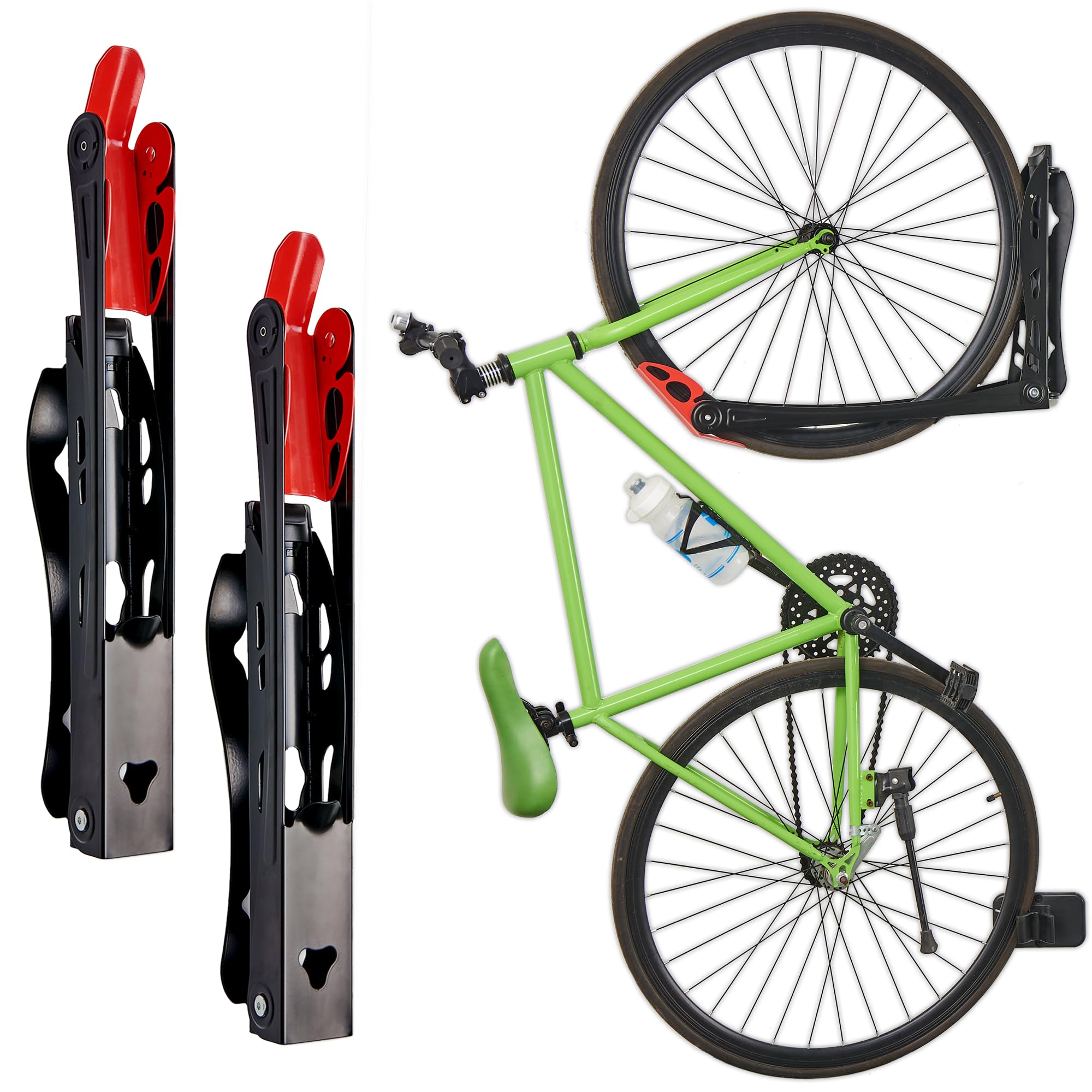 Wall Mounted Bike Rack - Swivel Bike Storage System for Home & Garage - Space Saving 2 Pack Bicycle Holder - Perfect for Small Apartments, Urban Living & Cycling Enthusiasts