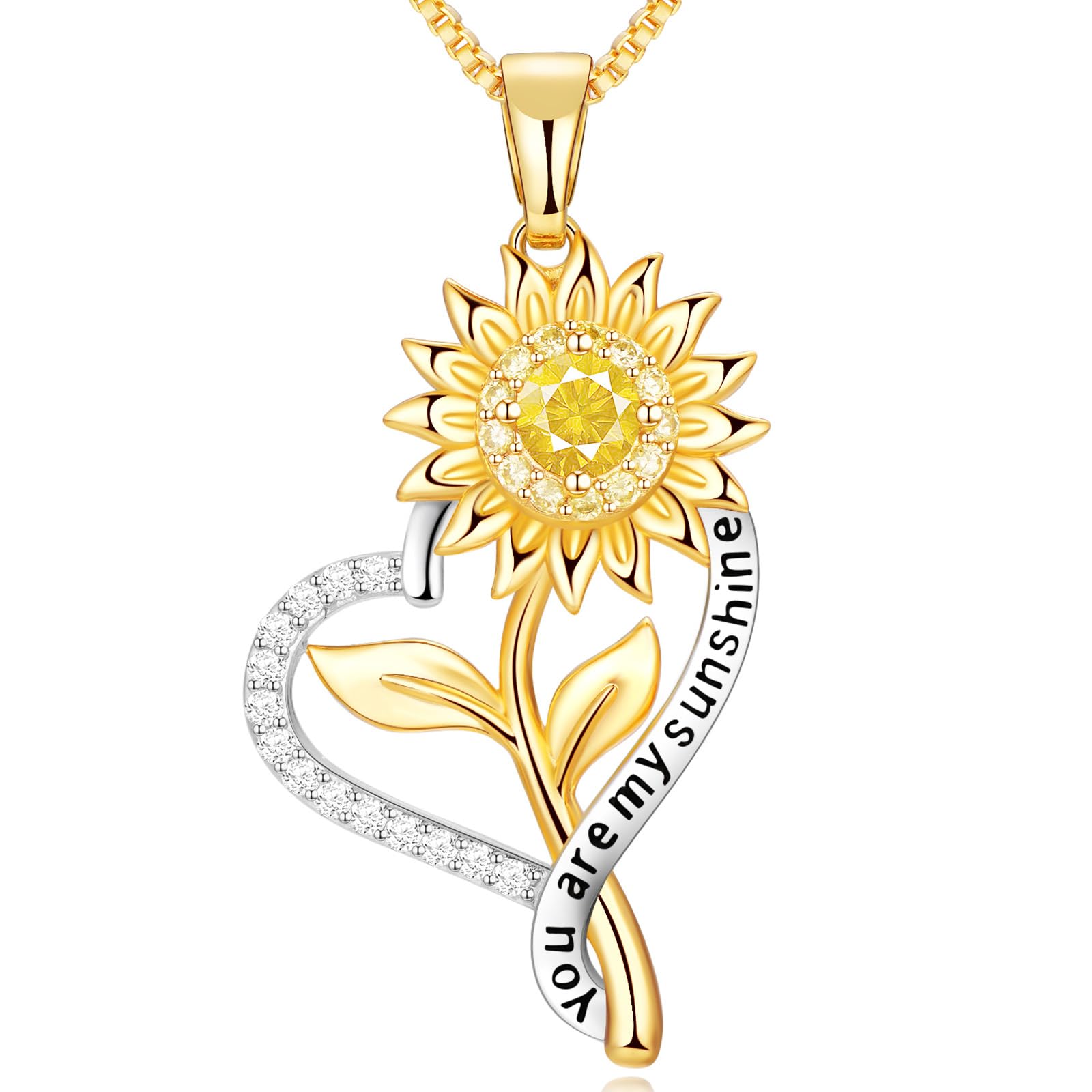 Sunflower Necklace for Women - You Are My Sunshine Jewelry Gift for Wife, Girlfriend, Her - Perfect for Birthdays, Anniversaries & Everyday Wear