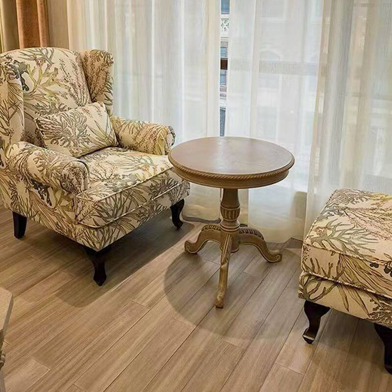 Tropical Yellow Blue Floral Toile Pattern Foam Accent Chair with Fixed Back, Arms and Pillow - Perfect for Living Room, Bedroom or Office Decor