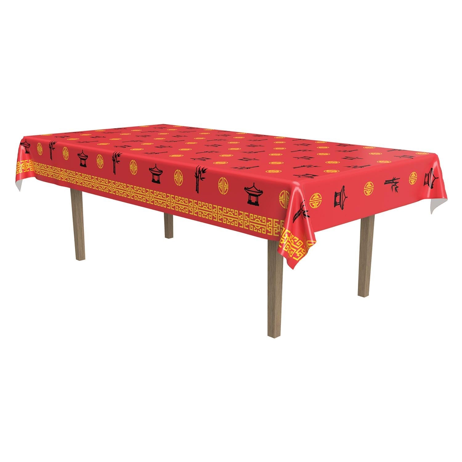 12 Pack Beistle Asian Party Table Covers - Colorful Decorative Tablecloths for Asian Themed Parties, Weddings & Celebrations - Perfect for Lunar New Year, Chinese New Year & Cultural Events