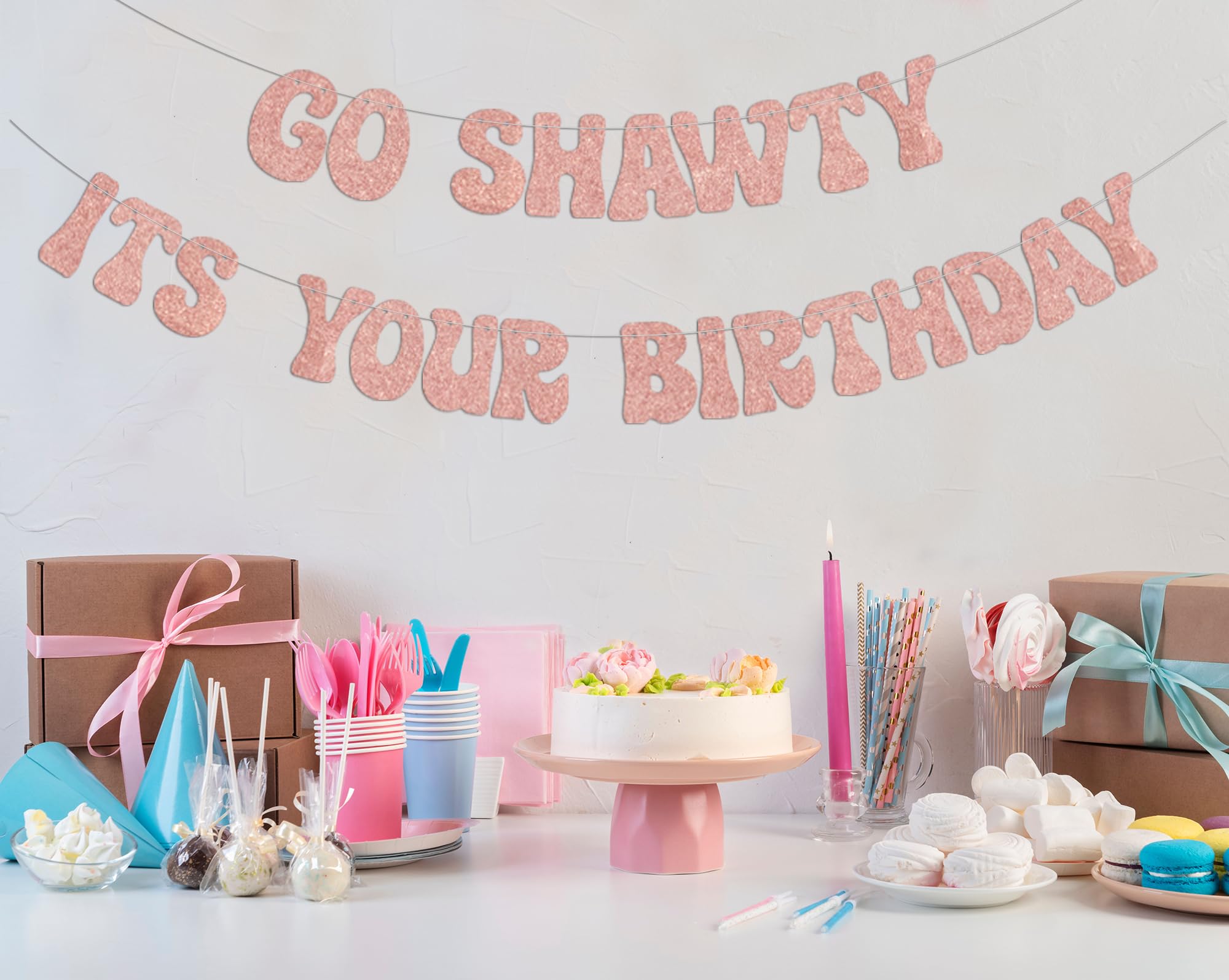 Funny Hip Hop Birthday Banner - 'Go Shawty It's Your Birthday' Rap Theme Party Decor for 30th/40th/50th Celebrations - Rose Gold Party Supplies - Perfect for Rap-Themed Birthdays & Milestone Celebrations