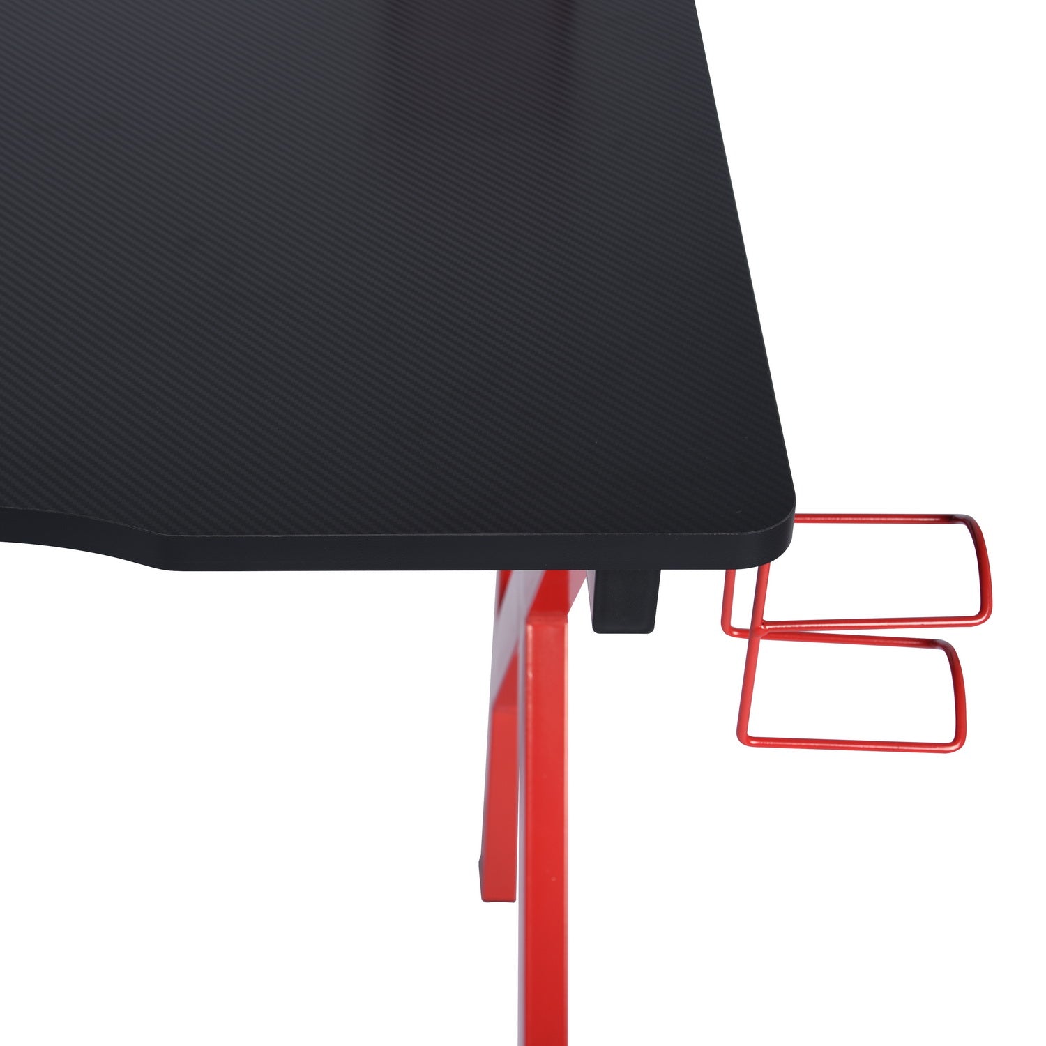 Modern Black & Red Computer Desk - Scratch Resistant, Waterproof Surface with Multiple Features - Model Ally - Perfect for Home Office, Gaming Setup & Small Workspaces
