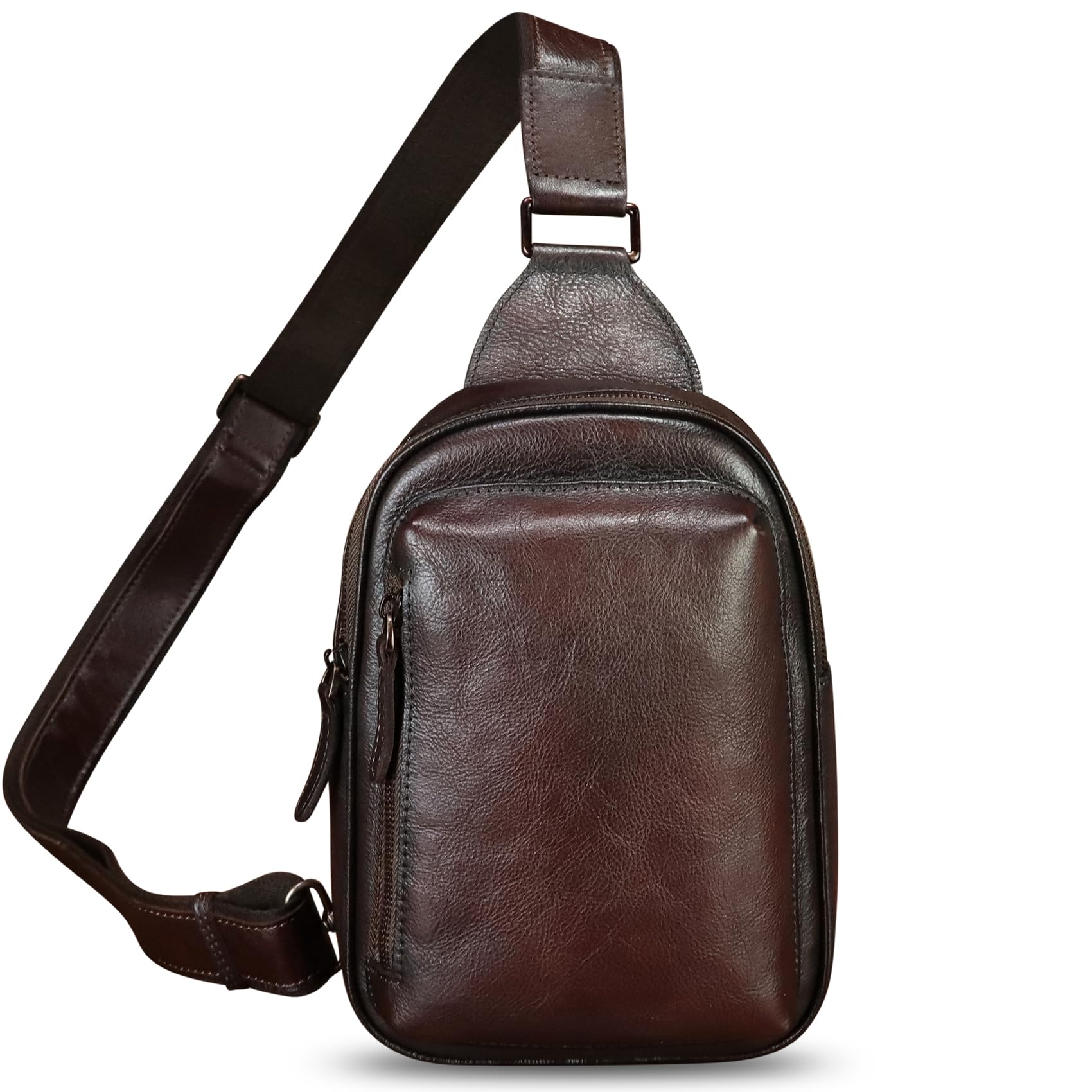 LRTO Genuine Leather Crossbody Sling Bag for Women & Men - Compact Chest Bag, Shoulder Backpack Purse for Hiking, Sports, Gym, Travel & Daily Use