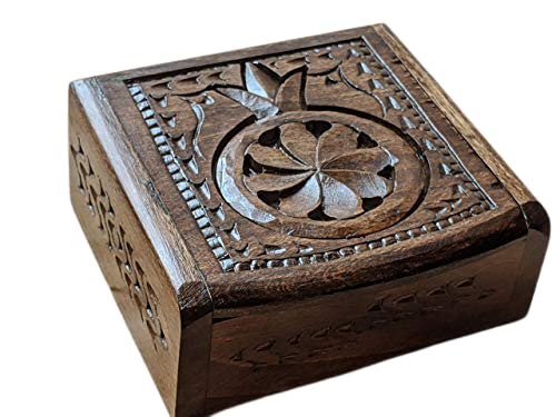 Handmade Armenian Walnut Wood Jewelry Box - Exquisite Carved Hardwood with Ornaments, Perfect Gift & Souvenir for Women - Ideal for Jewelry Storage, Home Decor, and Wedding Keepsakes