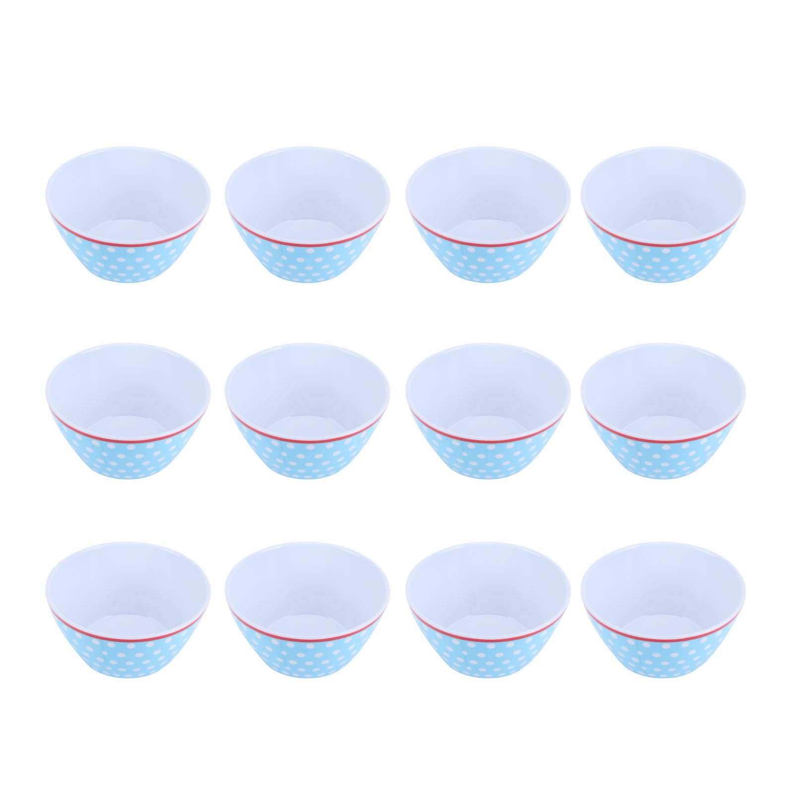 Porcelain-Like Salad Bowls - Durable Dinnerware Set for Kitchen, Restaurant & Hotel Use - Light Blue Dot Design - Perfect for Serving Salads, Pasta, Soups & Desserts