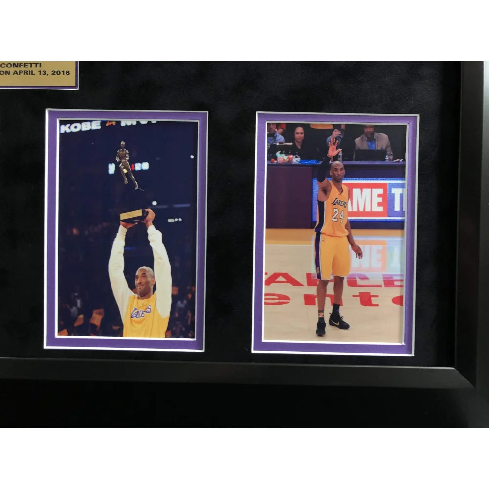 Kobe Bryant Final Lakers Game Used 24 Confetti Collage #D/24 Retirement Commemorative Basketball Memorabilia - Perfect for Sports Collectors, Lakers Fans, and NBA Memorabilia Displays