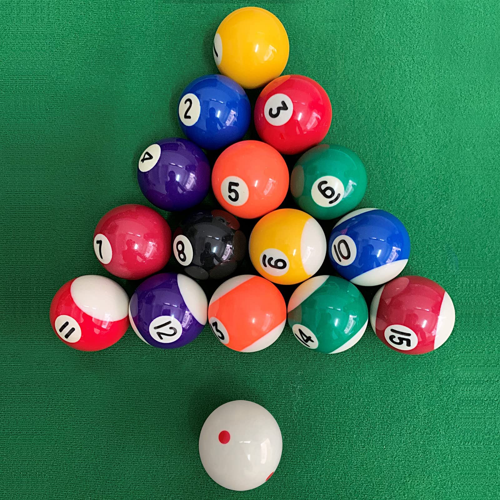 Upgrade 1.5 Inch Mini Billiard Balls Set - American Style Pool Balls (16 Balls) for 6 Feet Pool Tables - Perfect for Home Game Rooms, Bars, and Recreational Centers