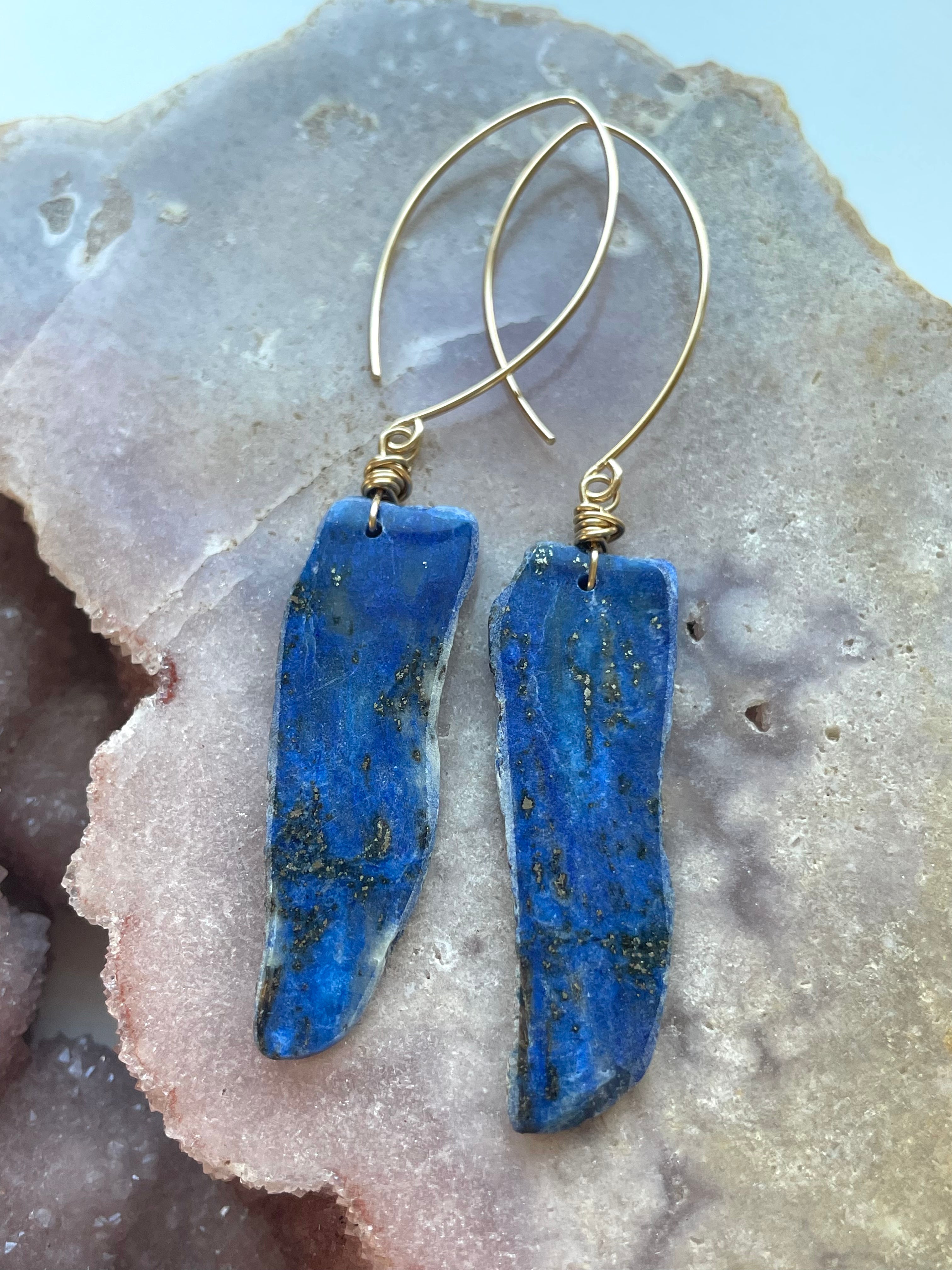 Lapis Lazuli Statement Earrings - 14K Gold Filled Dangle Earrings for Women | Elegant Jewelry Gift for Birthday, Anniversary & Special Occasions
