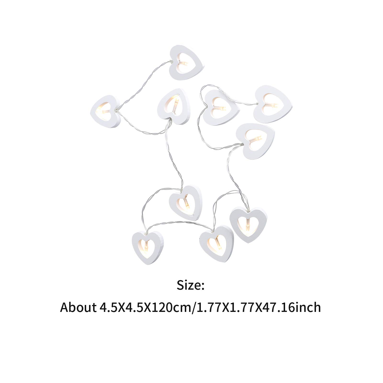 INOOMP 1pc Wooden Peach Heart LED String Lights - Romantic Decorative Fairy Lights for Bedroom, Wedding, Party & Home Decor - Battery Operated Warm White Atmosphere Lighting
