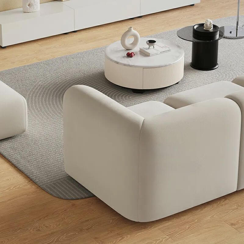 L-Shaped Cream Corner Sectional Sofa with Concealed Support - Modern Living Room Furniture for Parlor, Lounge & Family Room Comfort