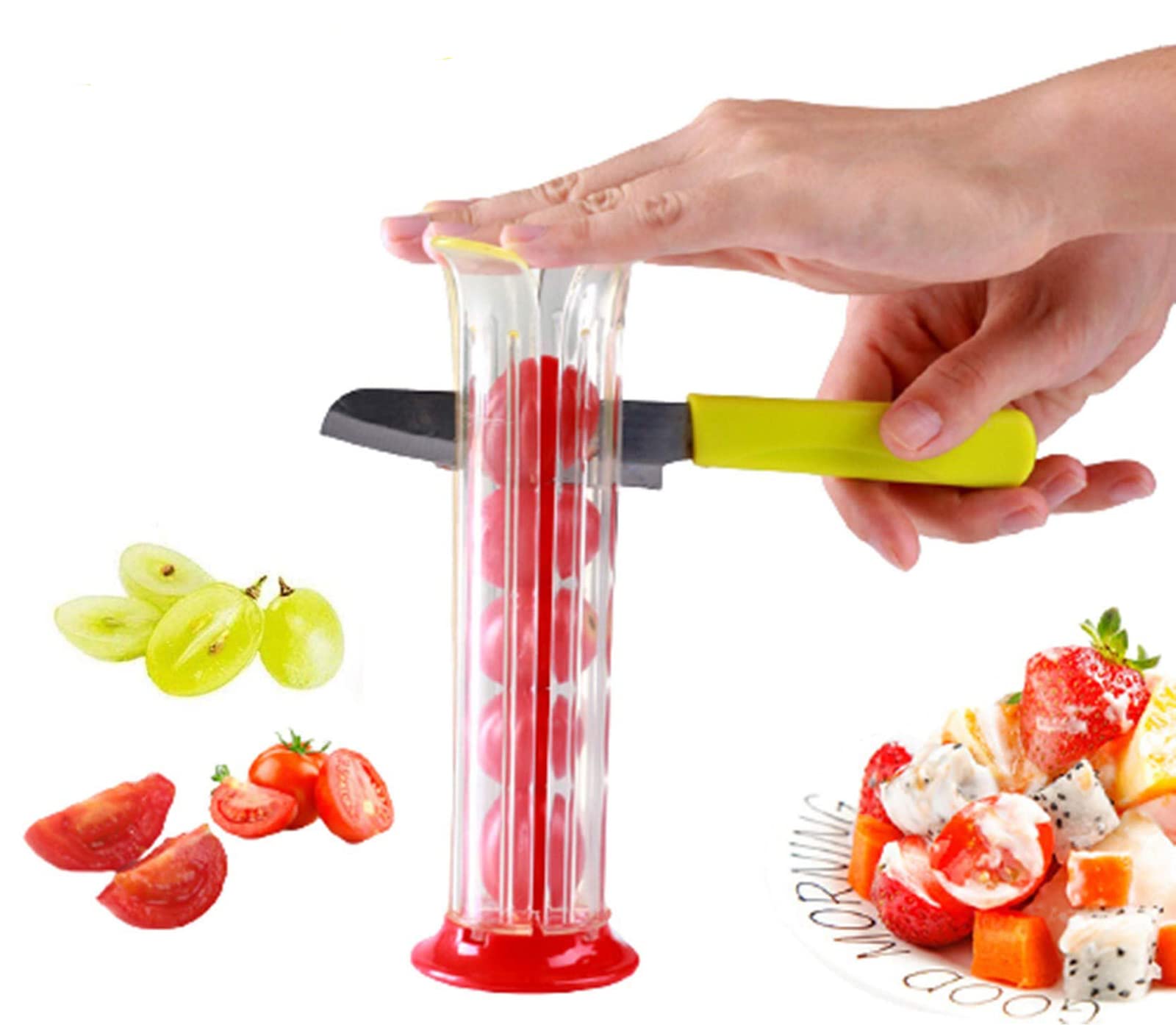 Strawberry Slicer & Grape Cutter - Adjustable Fruit Slicer for Small Tomatoes, Cherries, and Fruit Salad Prep - Perfect for Pizza Toppings, Smoothie Bowls, and Party Platters