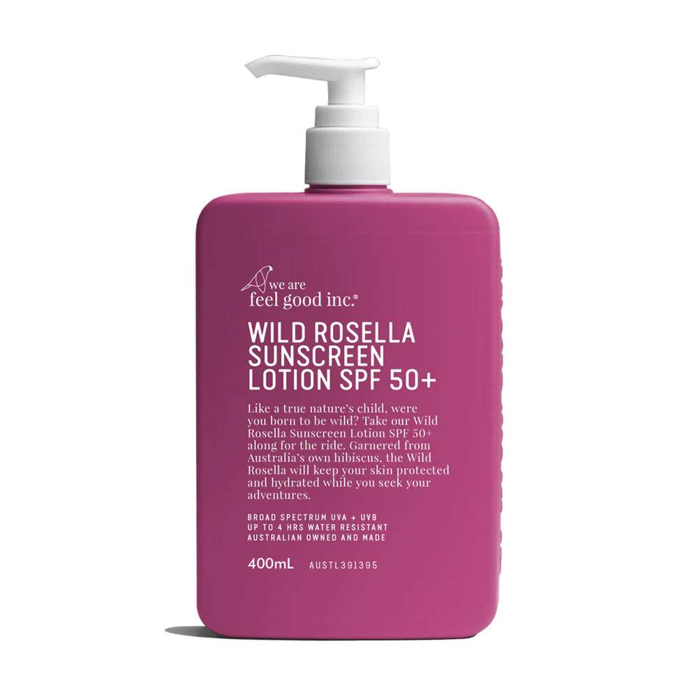 Feel Good Inc Rosella Sunscreen Lotion SPF 50+ PA++++ - Broad Spectrum UVA/UVB Protection, Water Resistant, Lightweight & Non-Greasy for Face & Body - Perfect for Beach, Swimming & Outdoor Activities