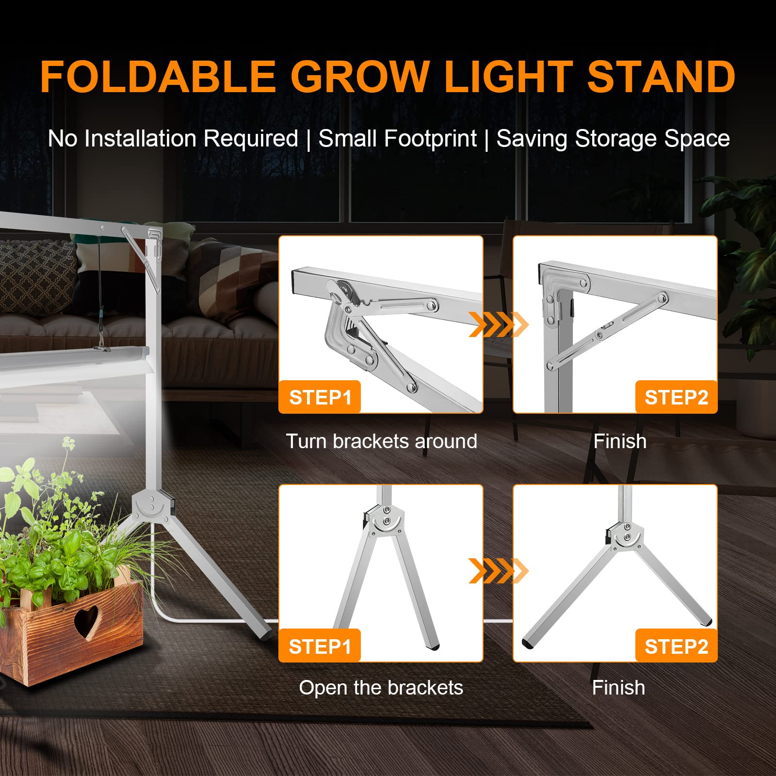 iPower 4FT T5 Fluorescent Grow Light System with Adjustable Stand - 54W Hydroponic Plant Light for Seed Starting, Indoor Gardening & Greenhouse Use - Energy Efficient Grow Lamp for Herbs, Vegetables & Flowers
