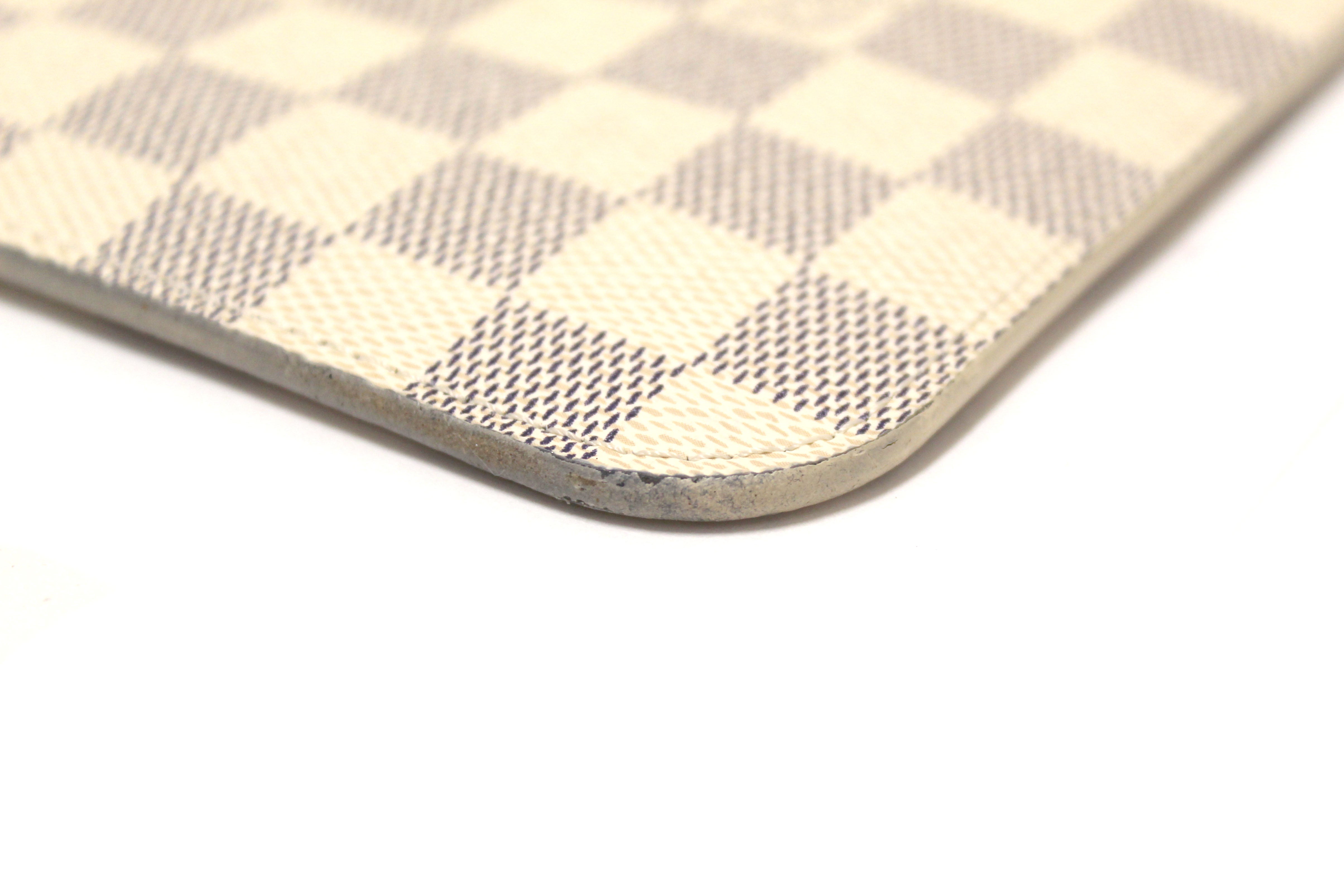 Original Louis Vuitton Damier Azur Canvas Neverfull Pouch Pochette Handbag - Luxury Designer Clutch for Women, Perfect for Travel, Shopping & Evening Events