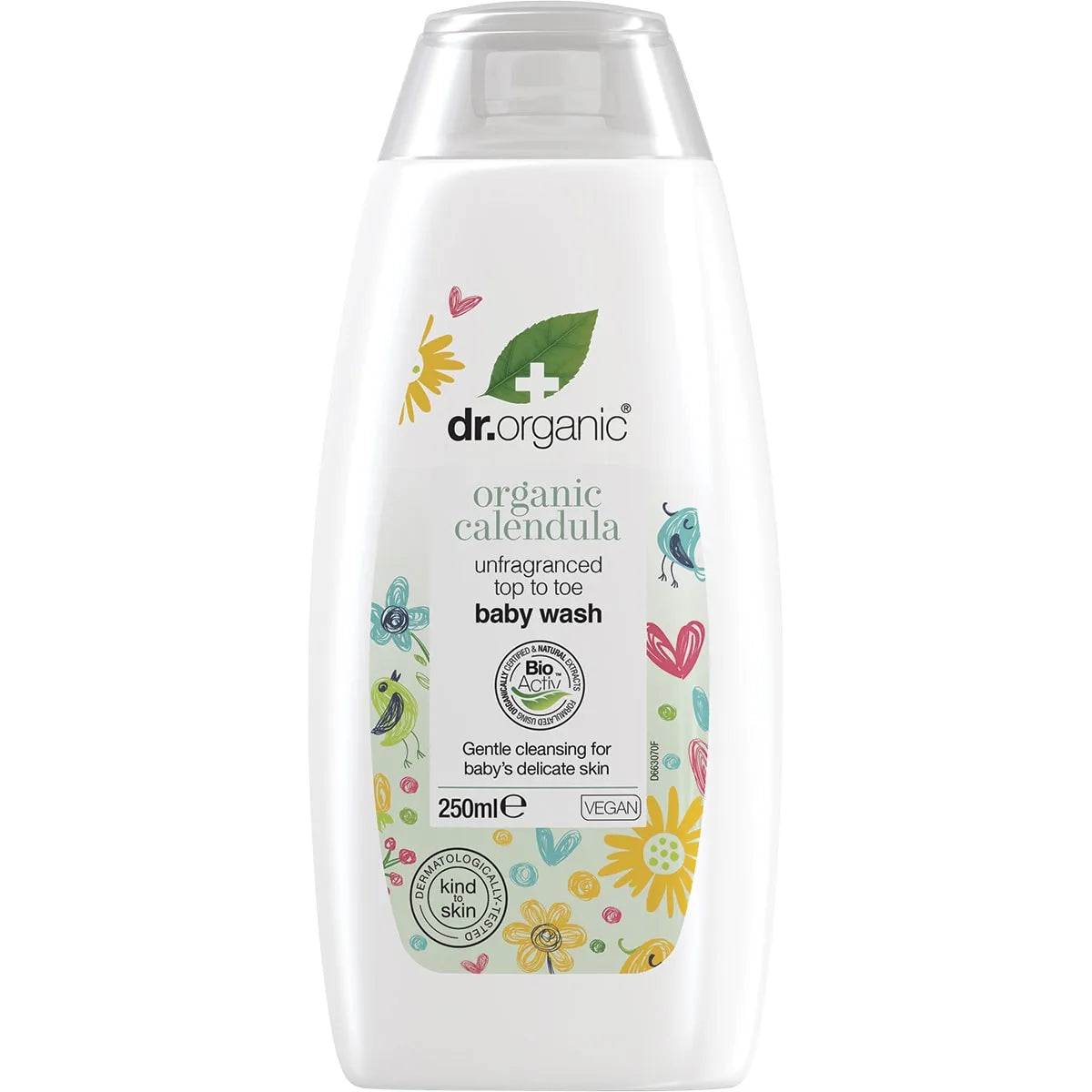 Dr Organic Unscented Top To Toe Baby Wash with Calendula Extract | Gentle Organic Baby Body Wash for Sensitive Skin | Perfect for Daily Bath Time & Newborn Care