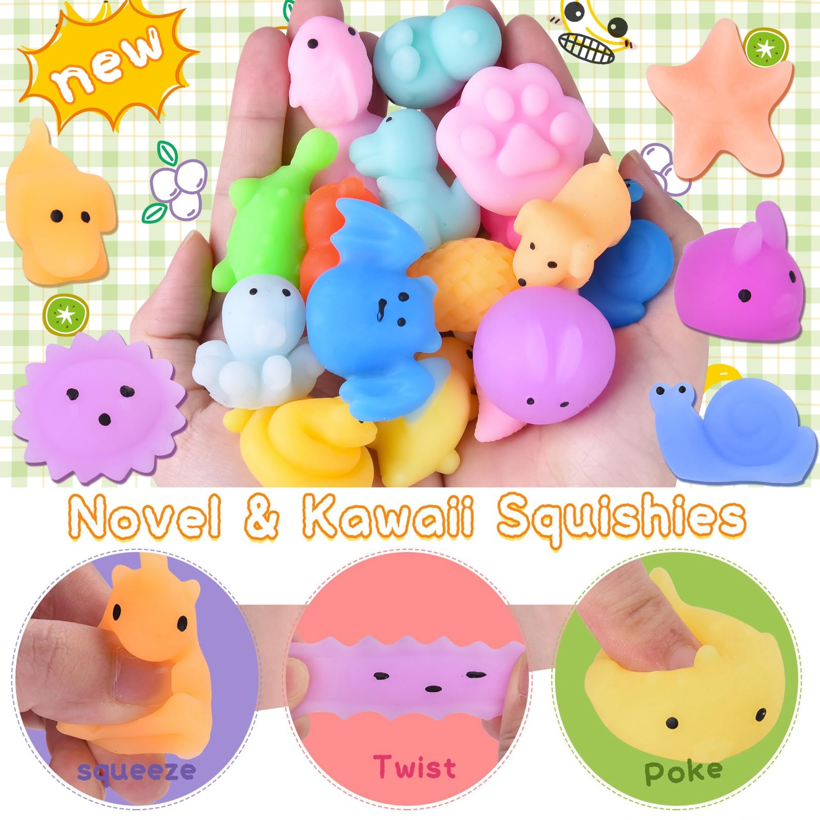 30PCS Kawaii Squishy Toys - Mochi Stress Relief Fidget Toys for Kids, Party Favors, Classroom Prizes & Christmas Goodie Bags - Cute Sensory Toys for Anxiety Relief, Birthday Gifts & School Rewards (Perfect for Stress Relief, Party Giveaways & Sensory Play)