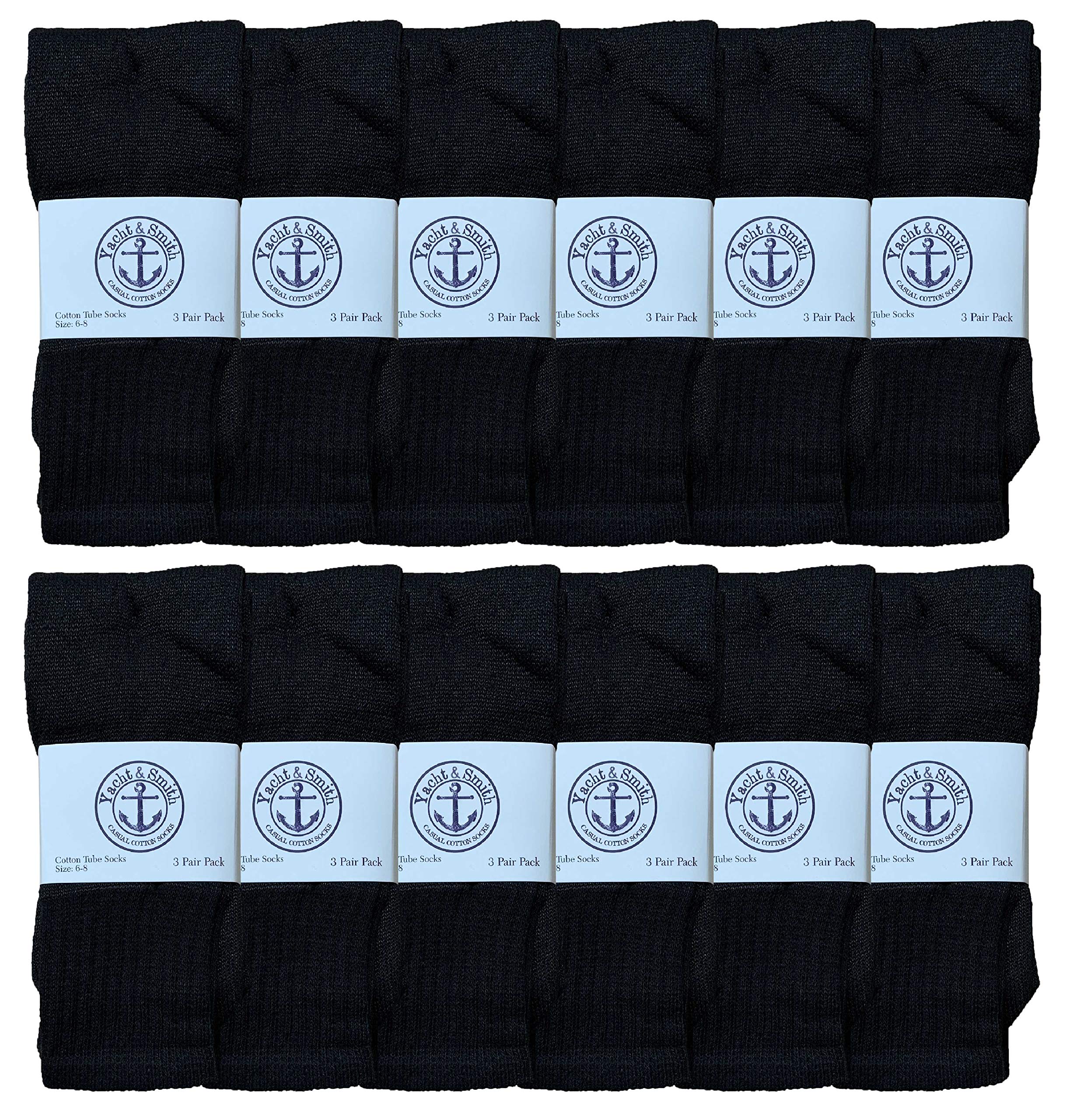 Yacht & Smith 17 Inch Wholesale Kids Tube Socks - Soft Cotton Children's Ankle Socks for Boys & Girls (Size 6-8) - Perfect for School, Sports & Everyday Wear