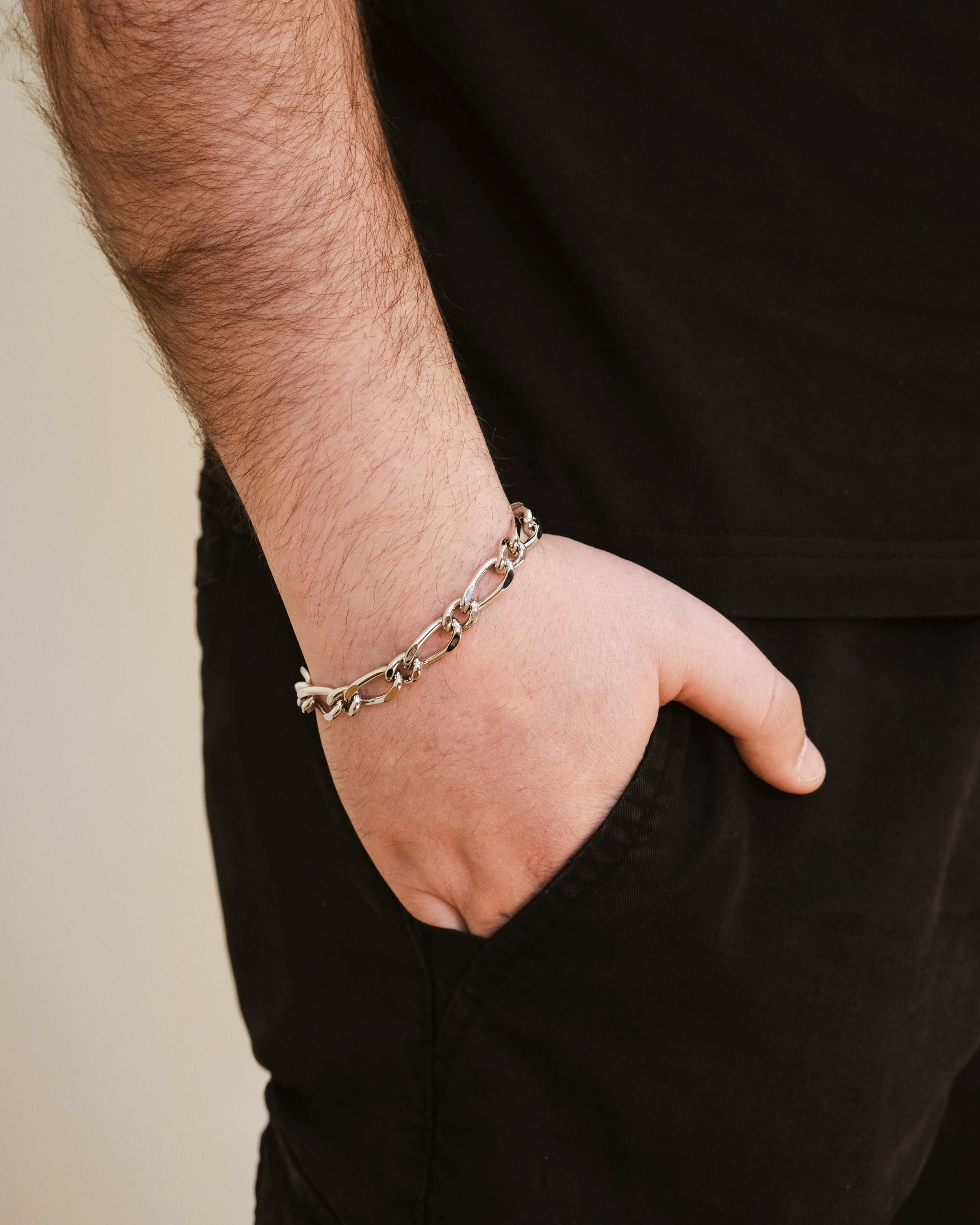 Men's Chunky Chain Link Bracelet - Stainless Steel Punk Rock Jewelry for Men - Perfect for Casual Wear, Gifts & Street Style Fashion