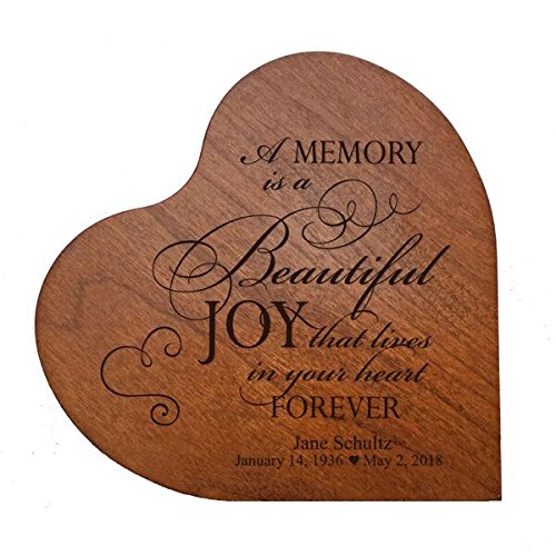 LifeSong Milestones Personalized Engraved Cherry Wood Memorial Heart Block - Custom Sympathy Gift for Mom, Dad, Son, Daughter, Brother, Sister - 5