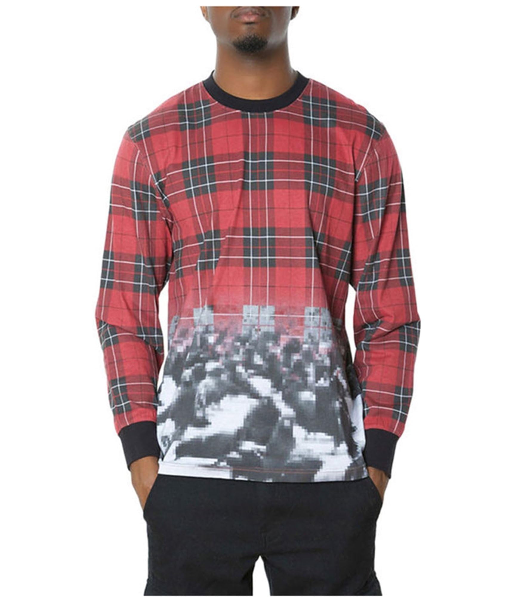 Marlow Printed Long Sleeve Tee in Red - Stylish Casual Shirt for Men, Perfect for Everyday Wear, Outings & Layering
