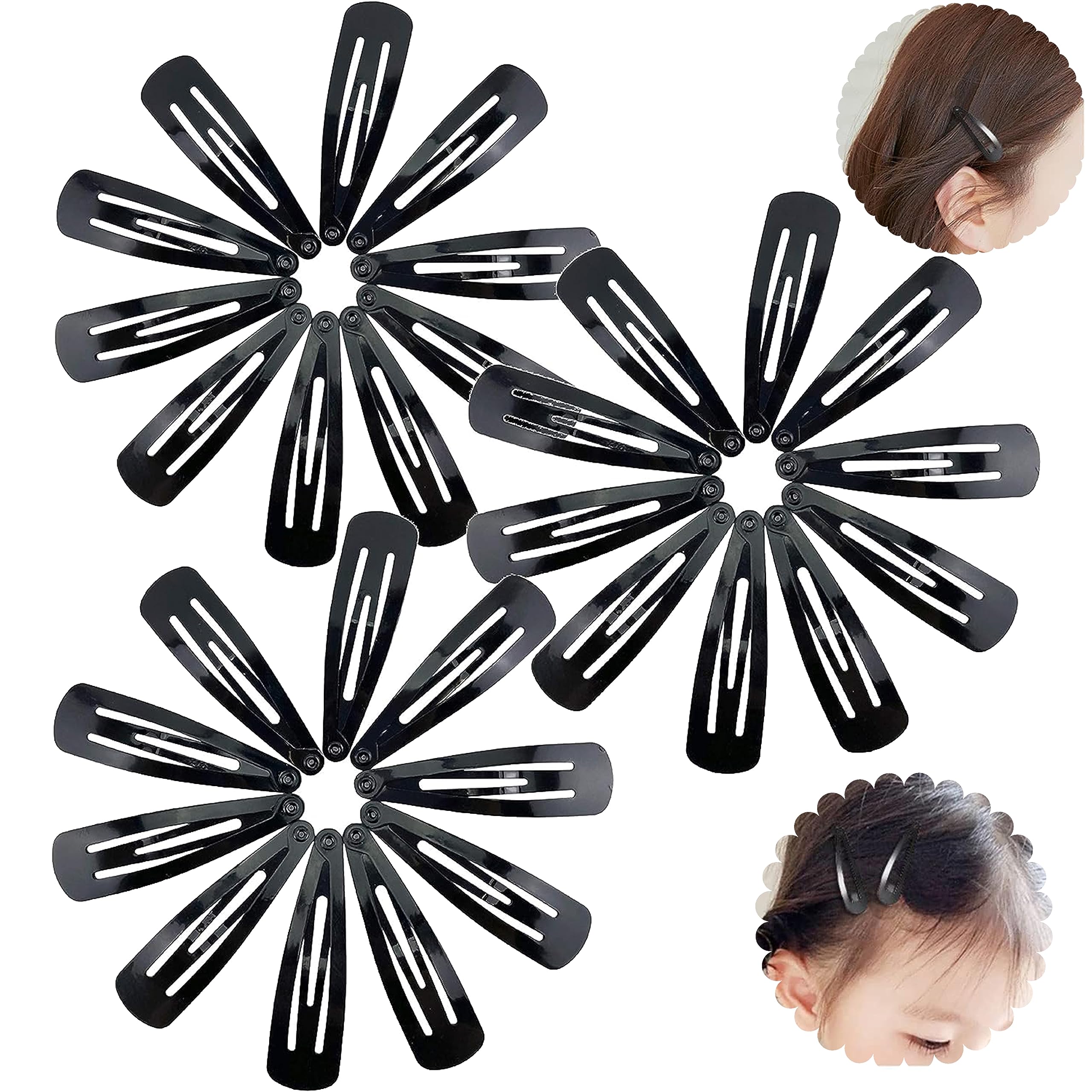 30Pcs Metal Hair Barrettes for Kids & Women - Snag-Free Snap Hair Clips, Non-Slip Lollypop Style Hair Accessories (5cm) - Perfect for Christmas Gifts, School, Parties & Daily Use