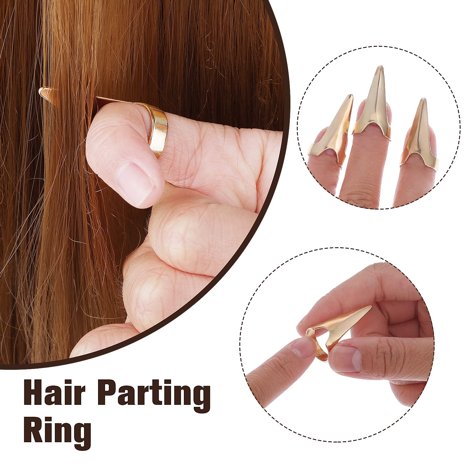 9-Piece Metal Braiding Finger Tool Set - Hair Parting Rings & Nails for Professional Styling | Perfect for Salon, Home Use & DIY Hair Braiding (Women's Hair Accessories)