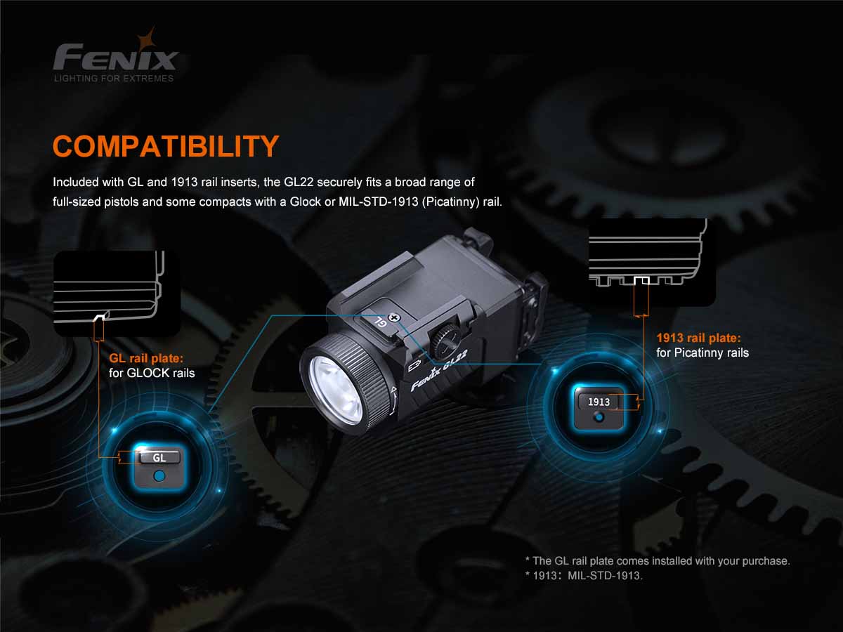 Fenix GL22 Tactical Flashlight with Red Laser Sight - Compact Weapon Light for Pistols, Rifles & Hunting - Perfect for Home Defense, Law Enforcement & Outdoor Adventures