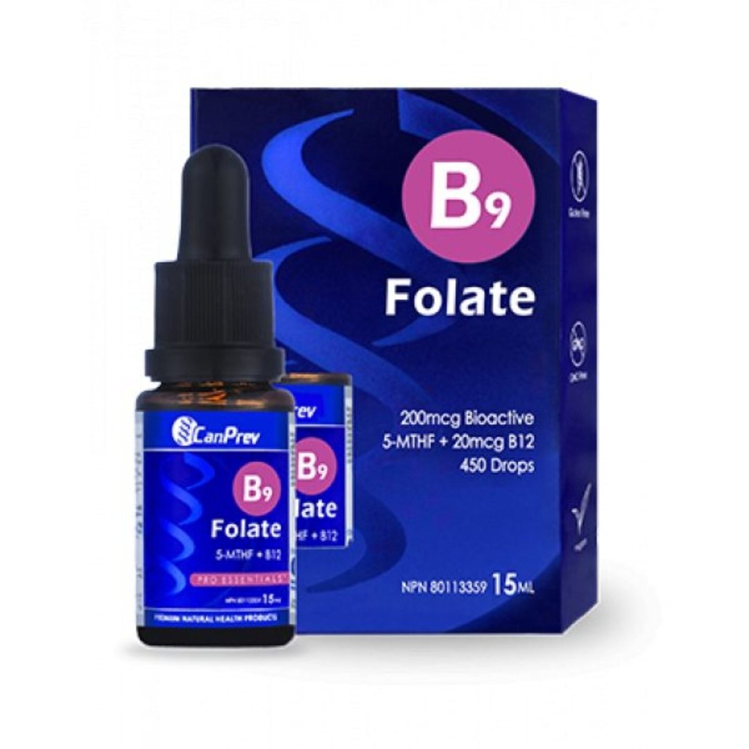 Canprev B9 Folate 200mcg (15ml) - Premium Liquid Vitamin Supplement for Energy & Metabolism Support - Perfect for Pregnancy, Heart Health & Daily Wellness
