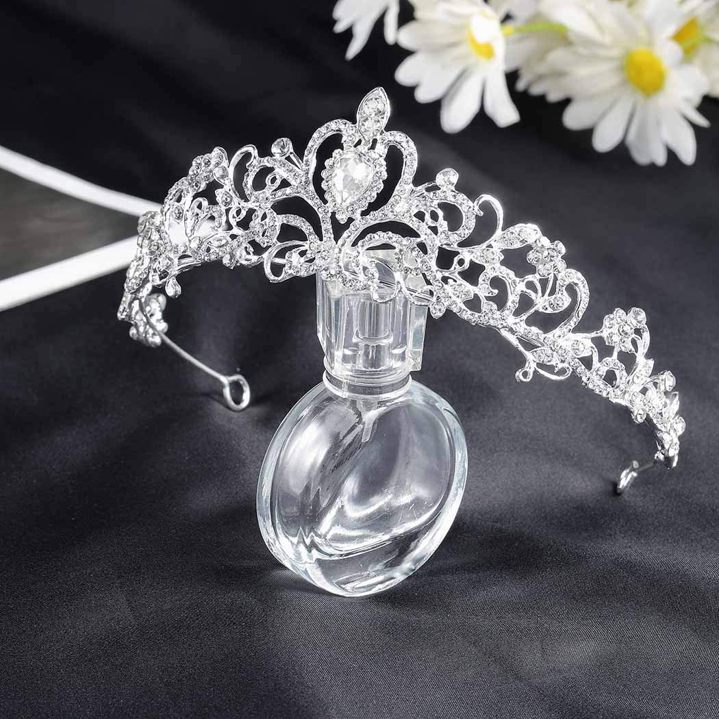 Vintage Baroque Rhinestone Crown Tiara with Crystal Opal - Silver Queen Headpiece for Women & Girls | Wedding, Prom, Birthday Party Hair Accessories (1pc) - Perfect for Bridal, Pageant, Cosplay & Special Occasions