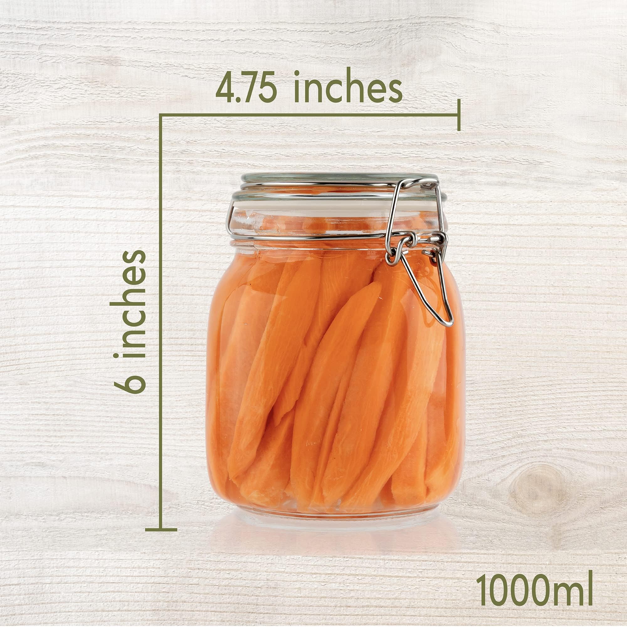 Galashield 32 oz Glass Jars with Airtight Lids - Leak Proof Food Storage Containers for Kitchen, Pantry & Meal Prep | BPA-Free Canisters for Dry Goods, Spices & Bulk Foods