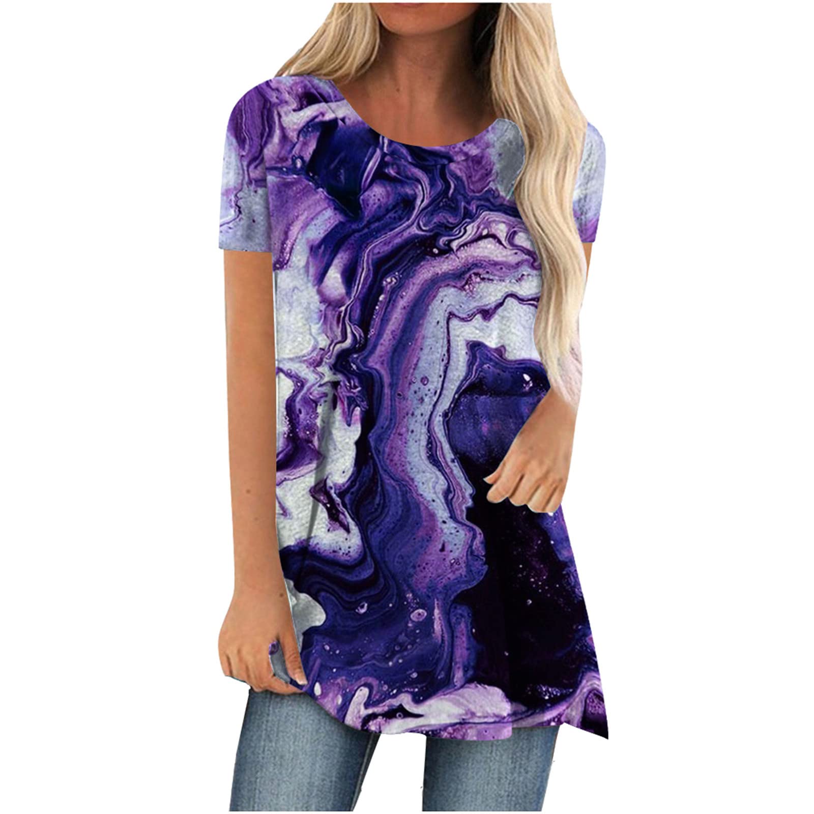 HRAPDA Women's Summer Graphic Tee - Casual Loose Fit T-Shirt for Outings