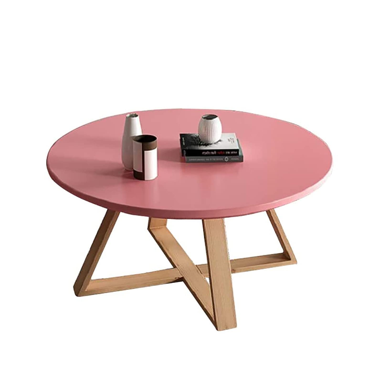 Premium Round Wooden Coffee Table - High Gloss Finish with Natural Beech Wood Legs - Easy Assembly Living Room, Bedroom, Balcony Side Table - Perfect for Small Spaces, Home Decor & Coffee Time